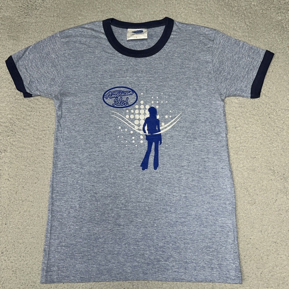 American Idol T Shirt Youth Sz L Blue Ringer Coca Cola Tanger Outlets 2-Side Tee